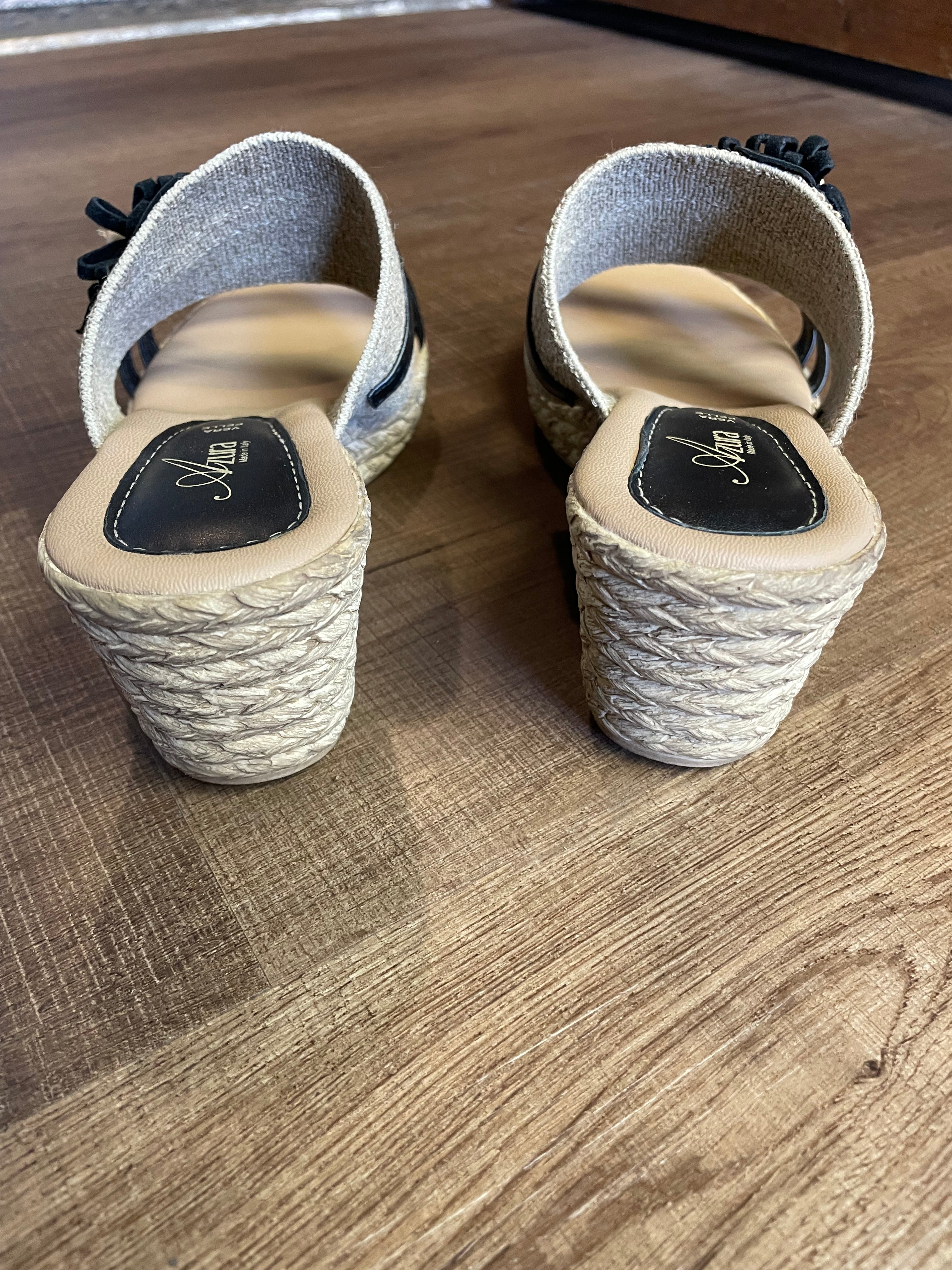 Azura Aketi Black Wedge Sandal (7.5-8)