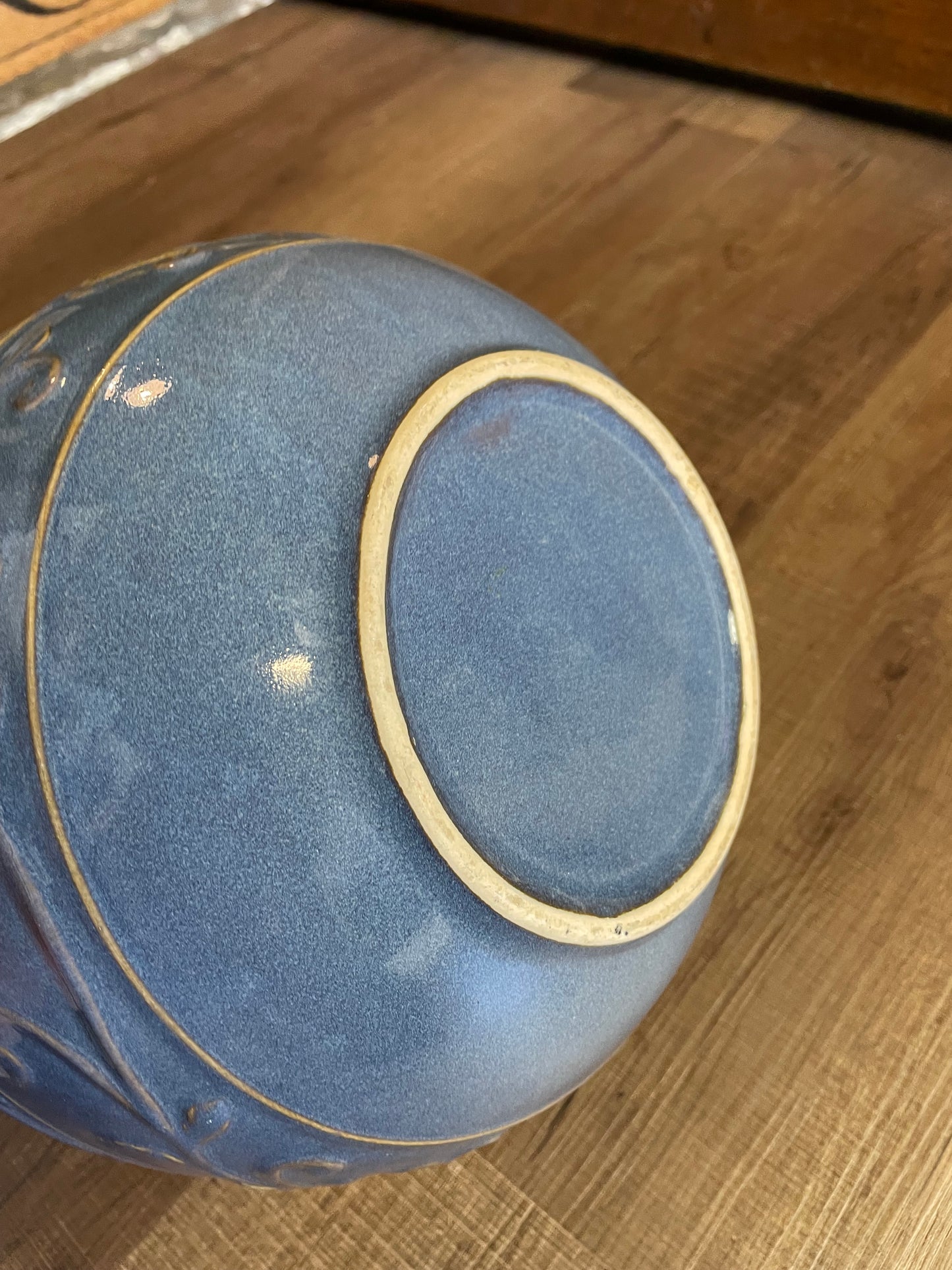 Country Blue Ceramic Serving Bowl