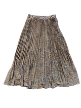 Very J Blue & Beige Pleated Skirt with Elastic Waist (S)