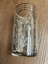 Vintage Glass Etched and Painted 8oz (set of 3)