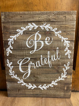 Wood Plank "Be Grateful" Wall Art