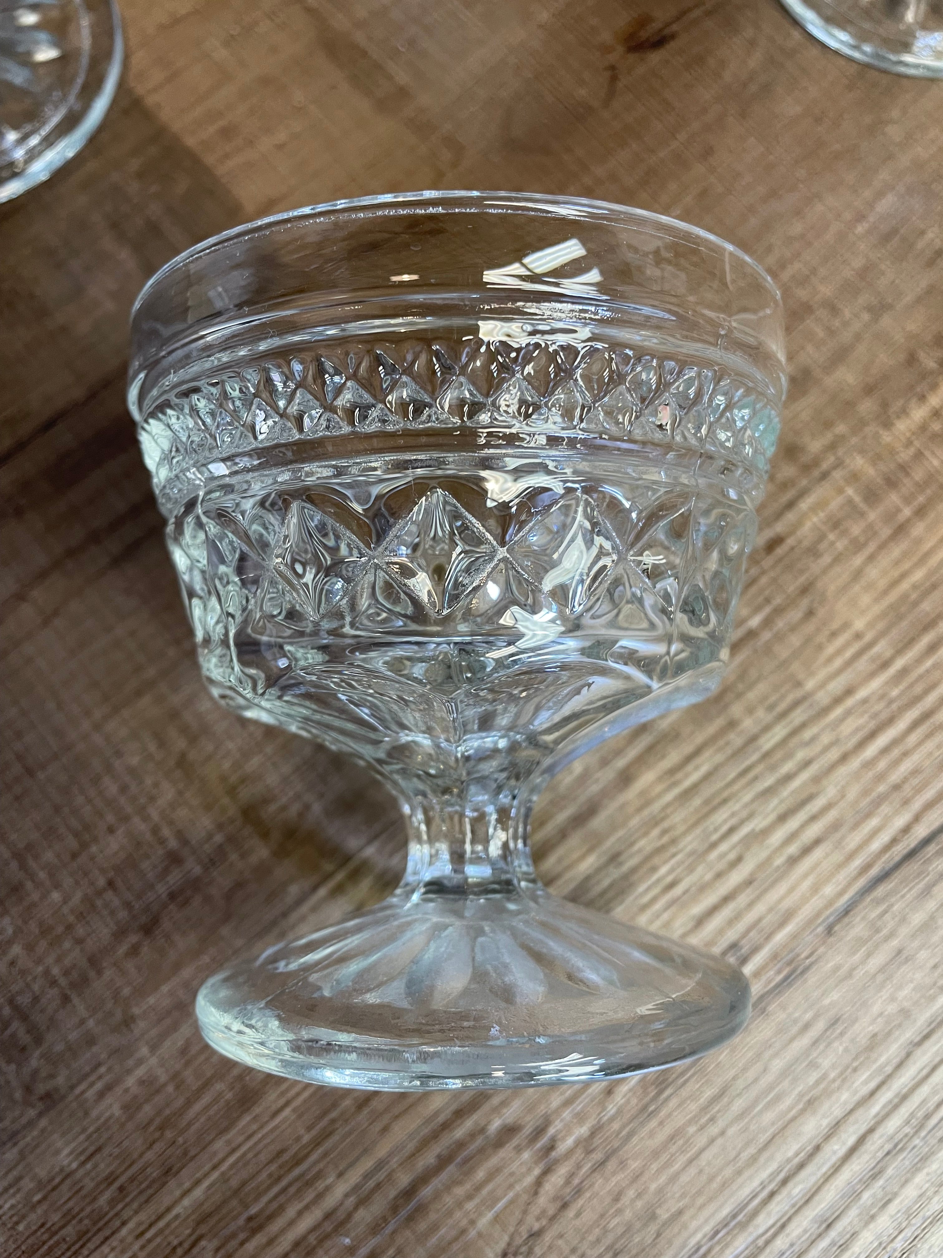 Glass Etched Dessert Pedestal Bowls (set of 4)