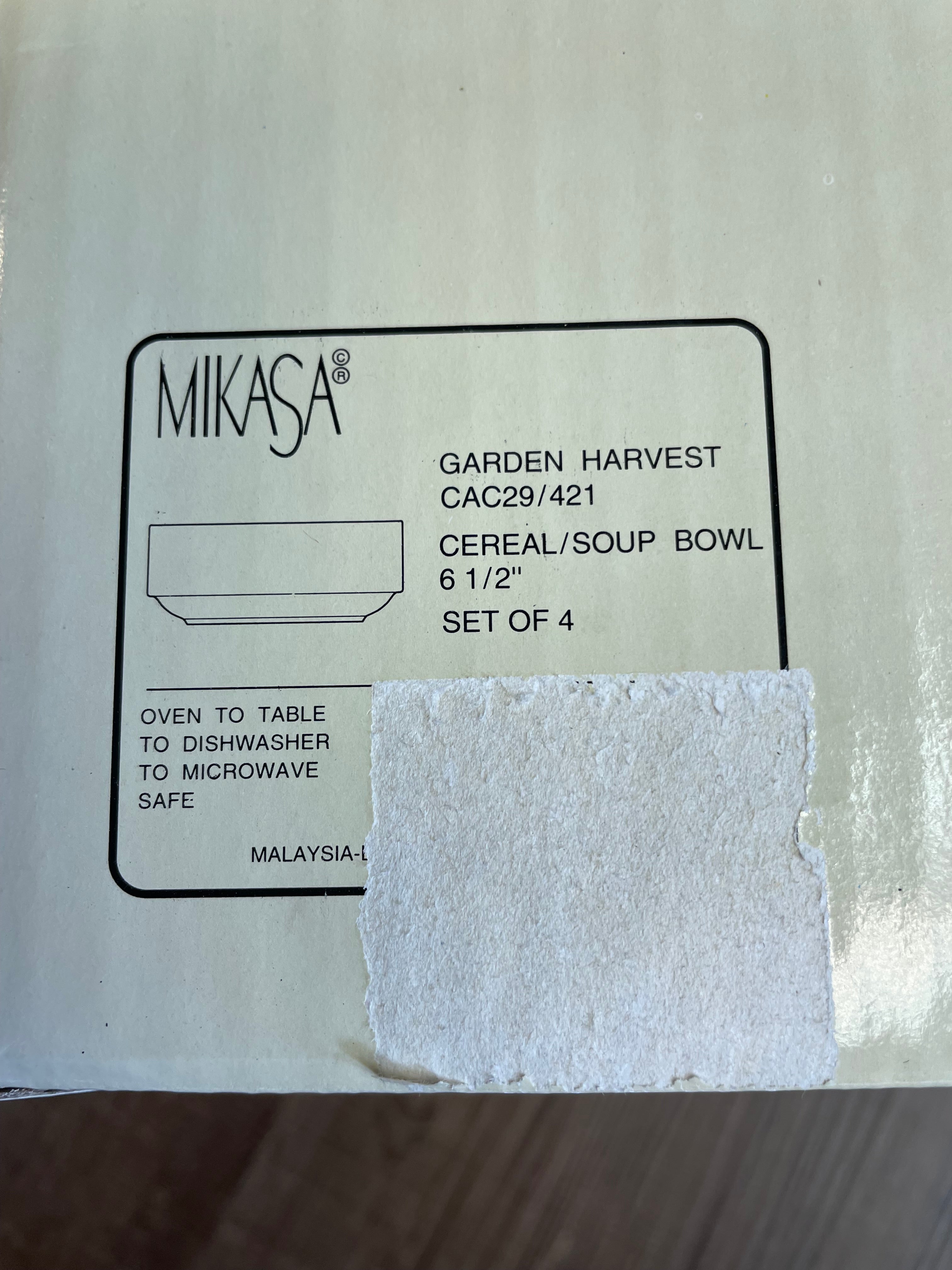 Mikasa Garden Harvest 6 1/2" Cereal/Soup Bowl (Set of 4)