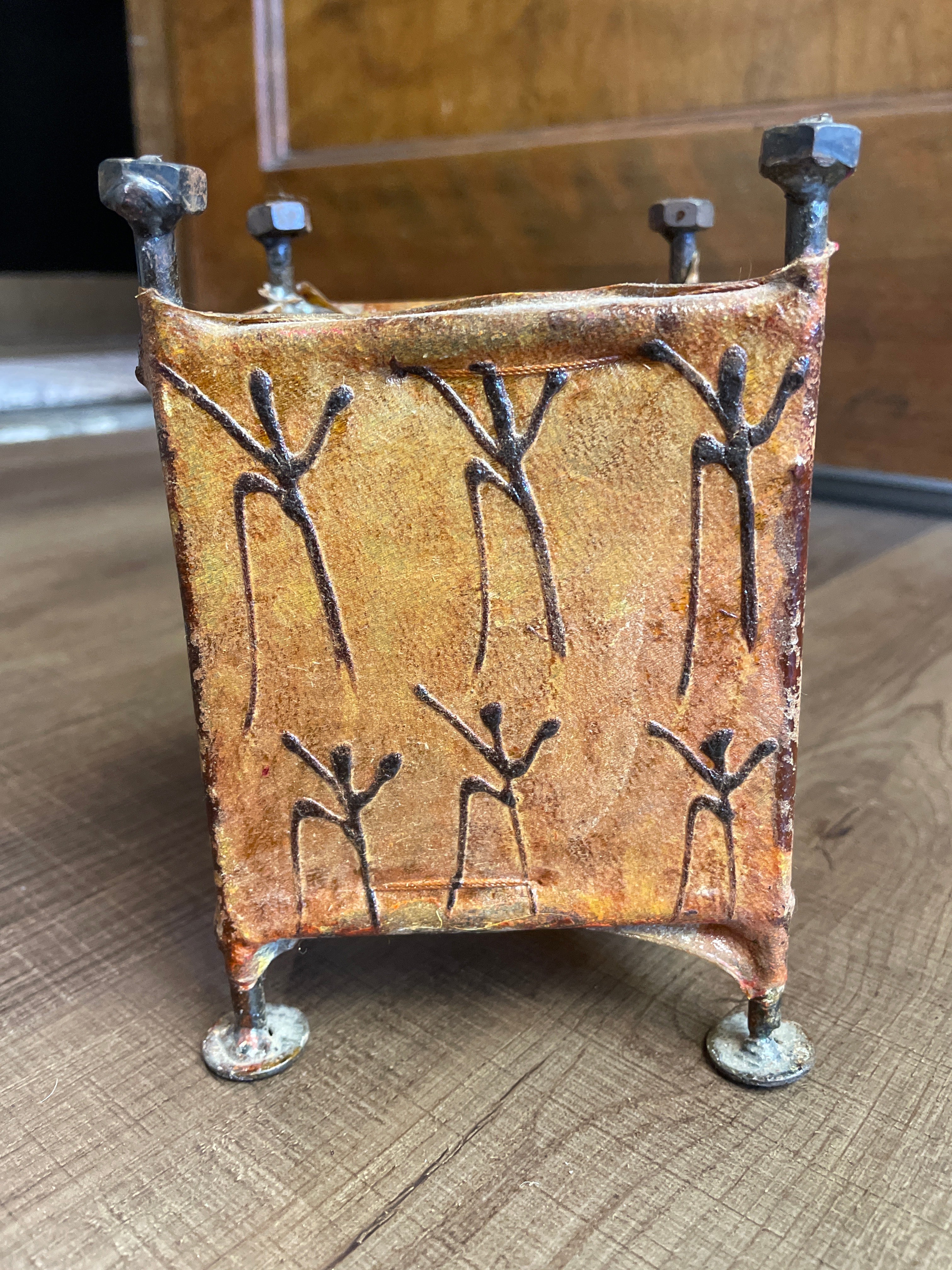 Vintage Moroccan Stretched Leather Tealight Lantern