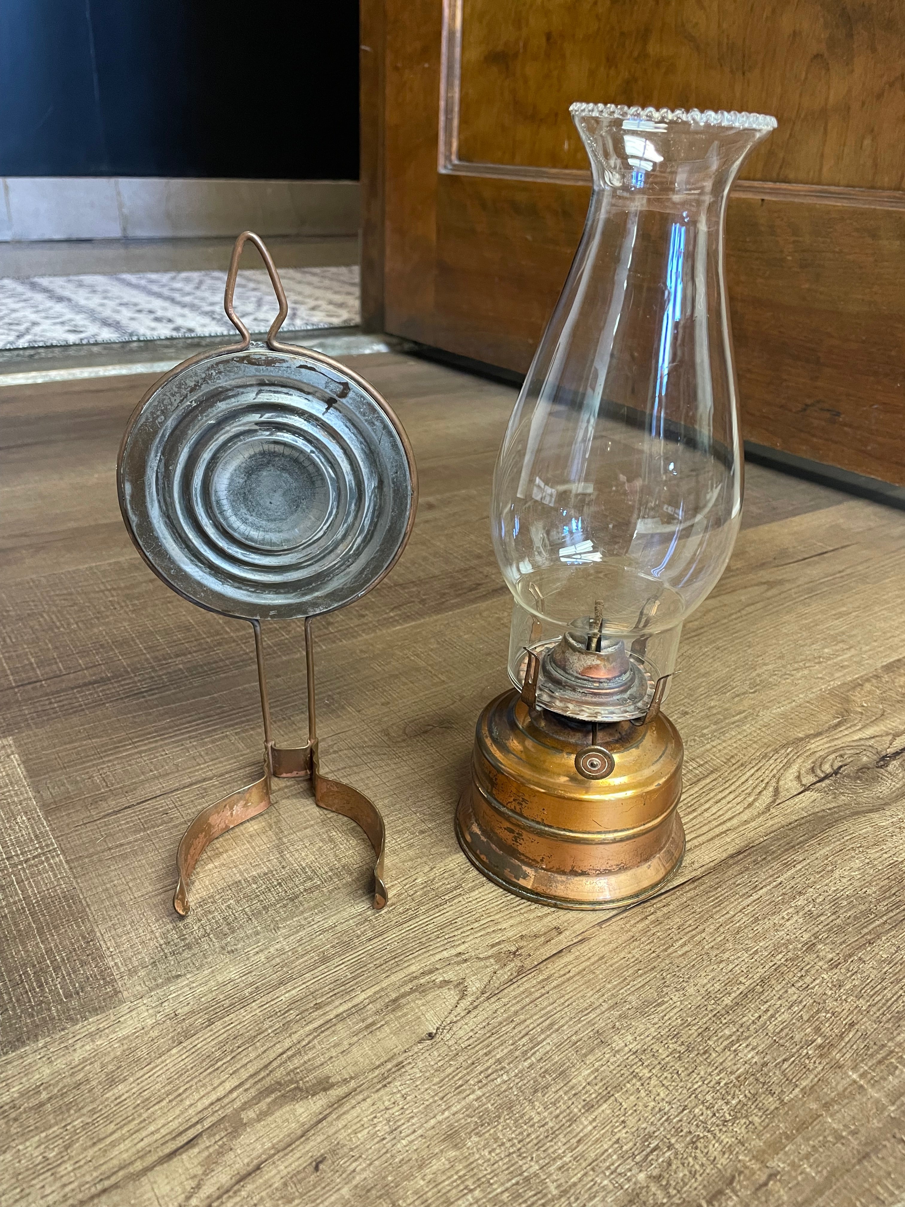 Vintage Oil Lamp with Glass Chimney