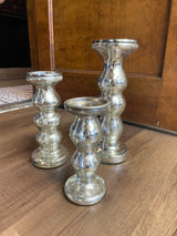 Silver Crackle Candle Holders (Set of 3)
