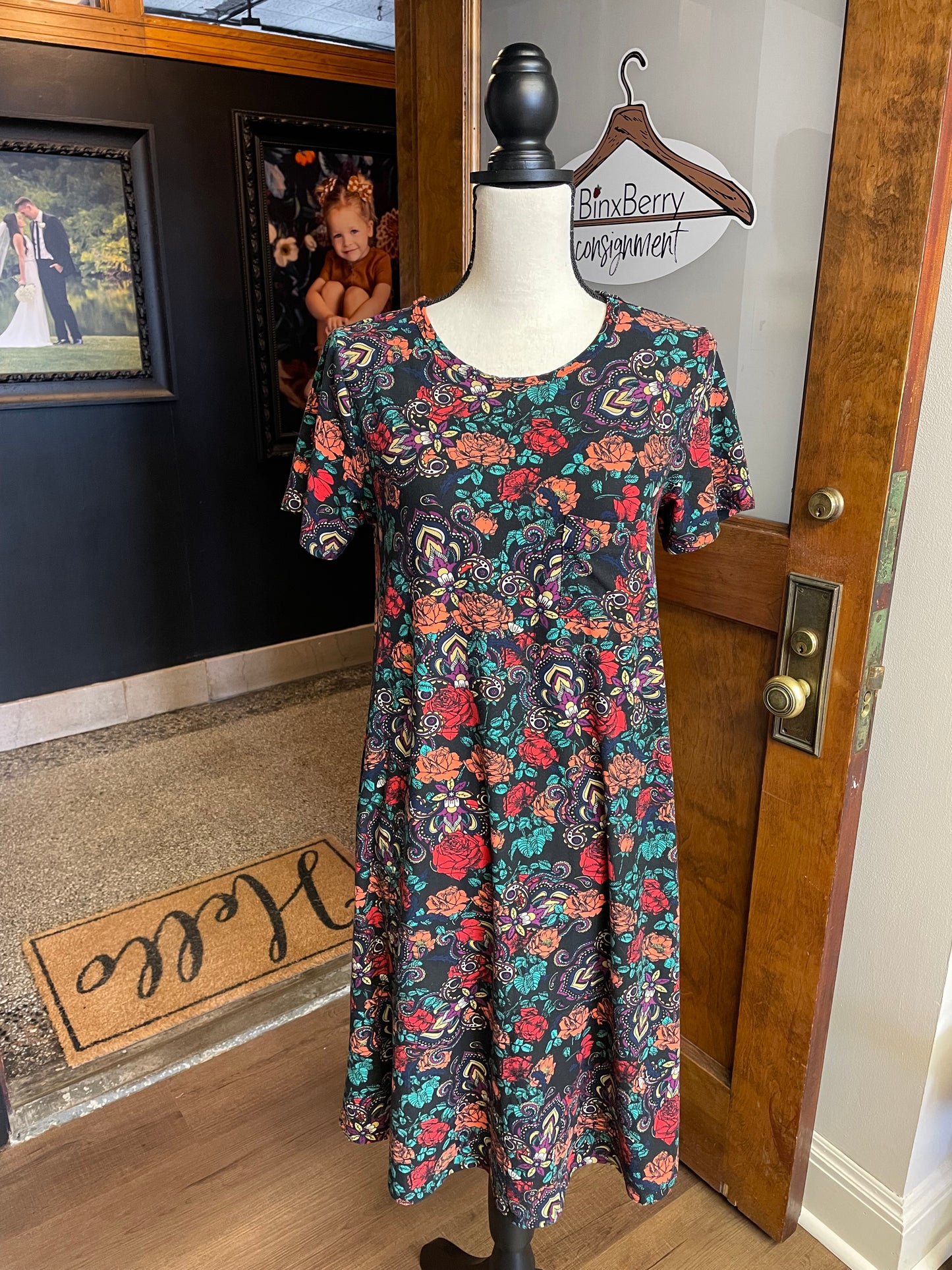 LuLaRoe Floral Dress with Chest Pocket (S)