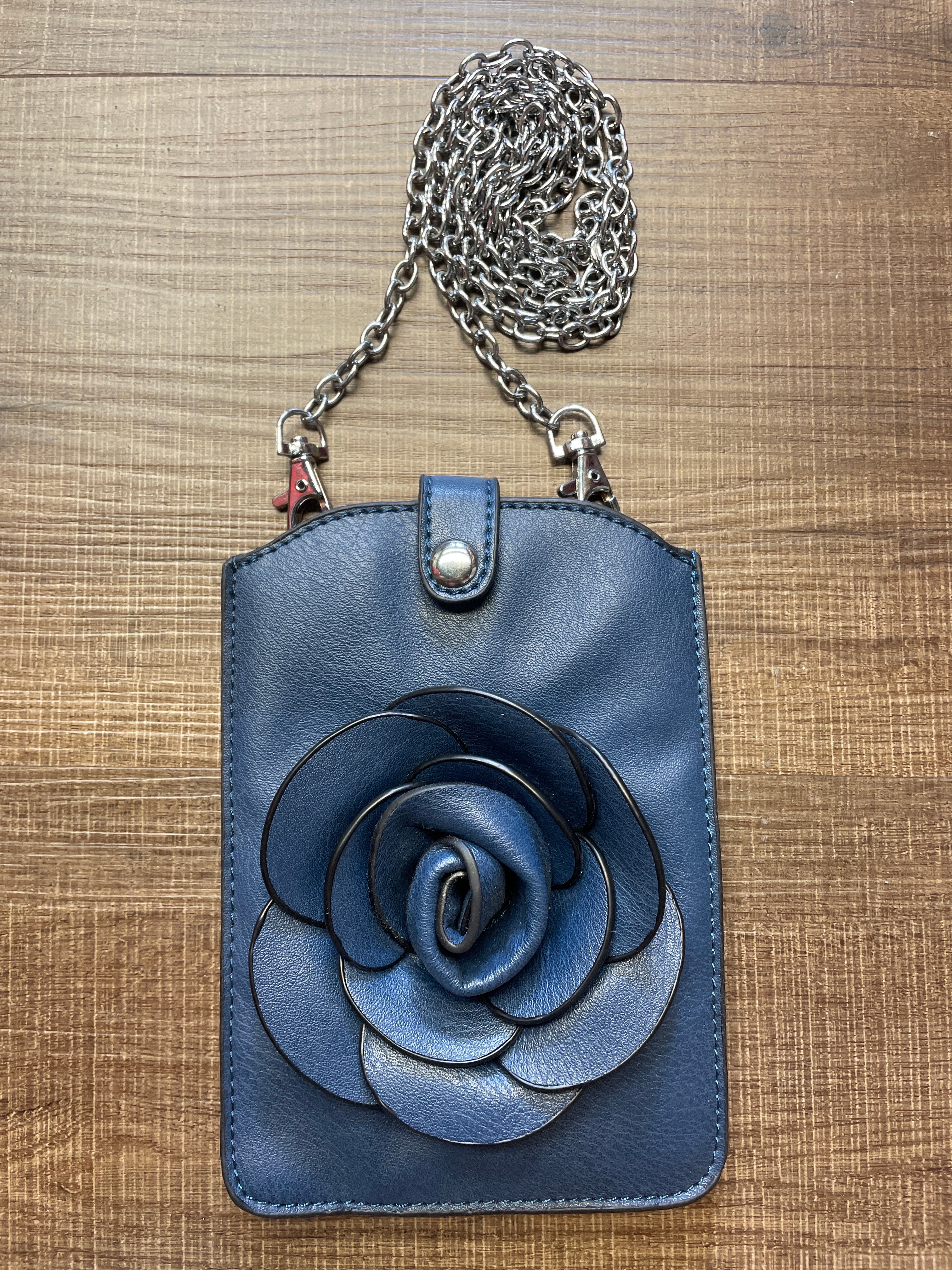 Alexis Fashion Floral Blue Rosette Crossbody