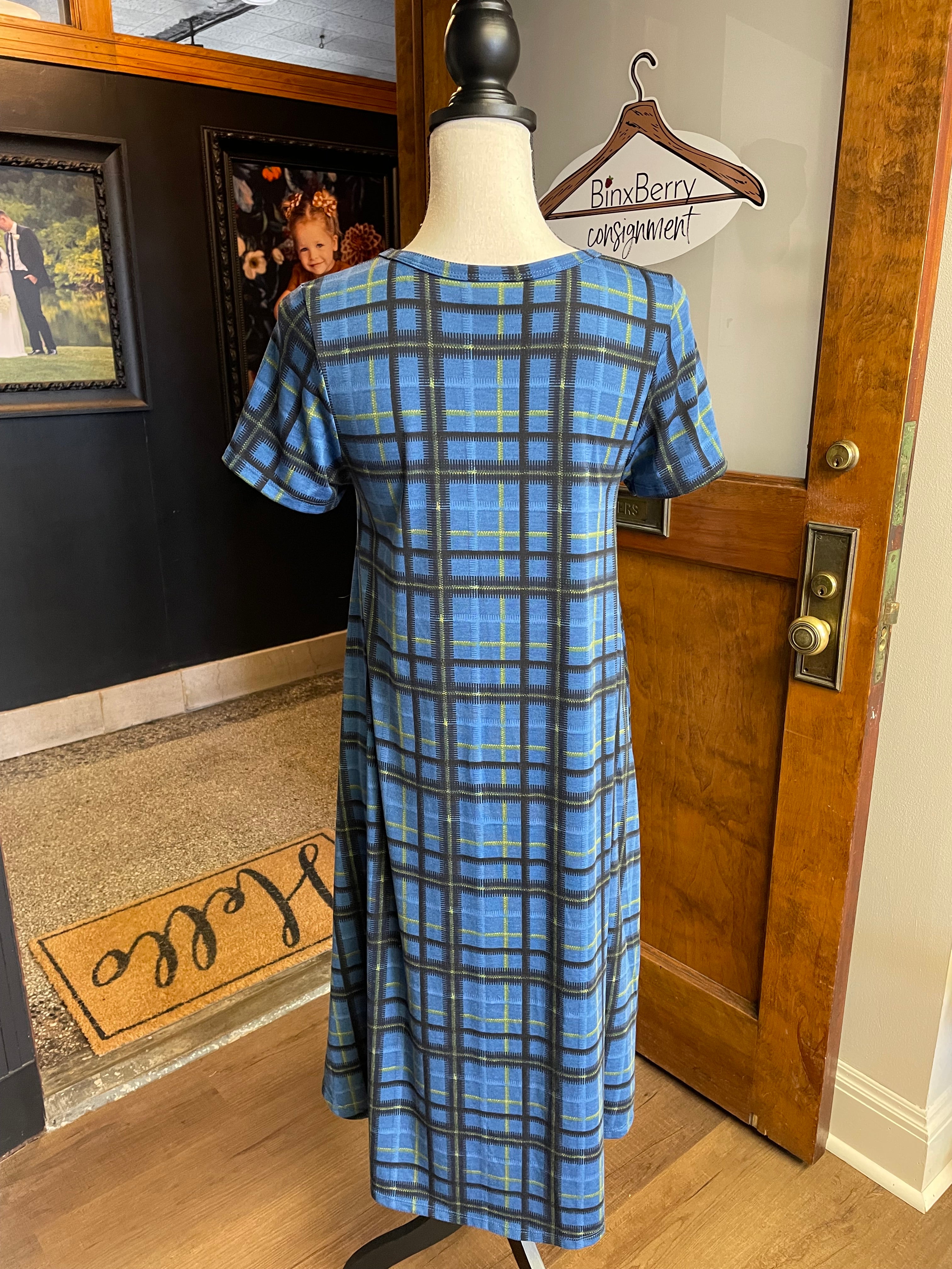 LuLaRoe Blue Plaid Dress (XS)