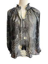 Cabi Sheer Floral Long Sleeved Women's Top (XS)
