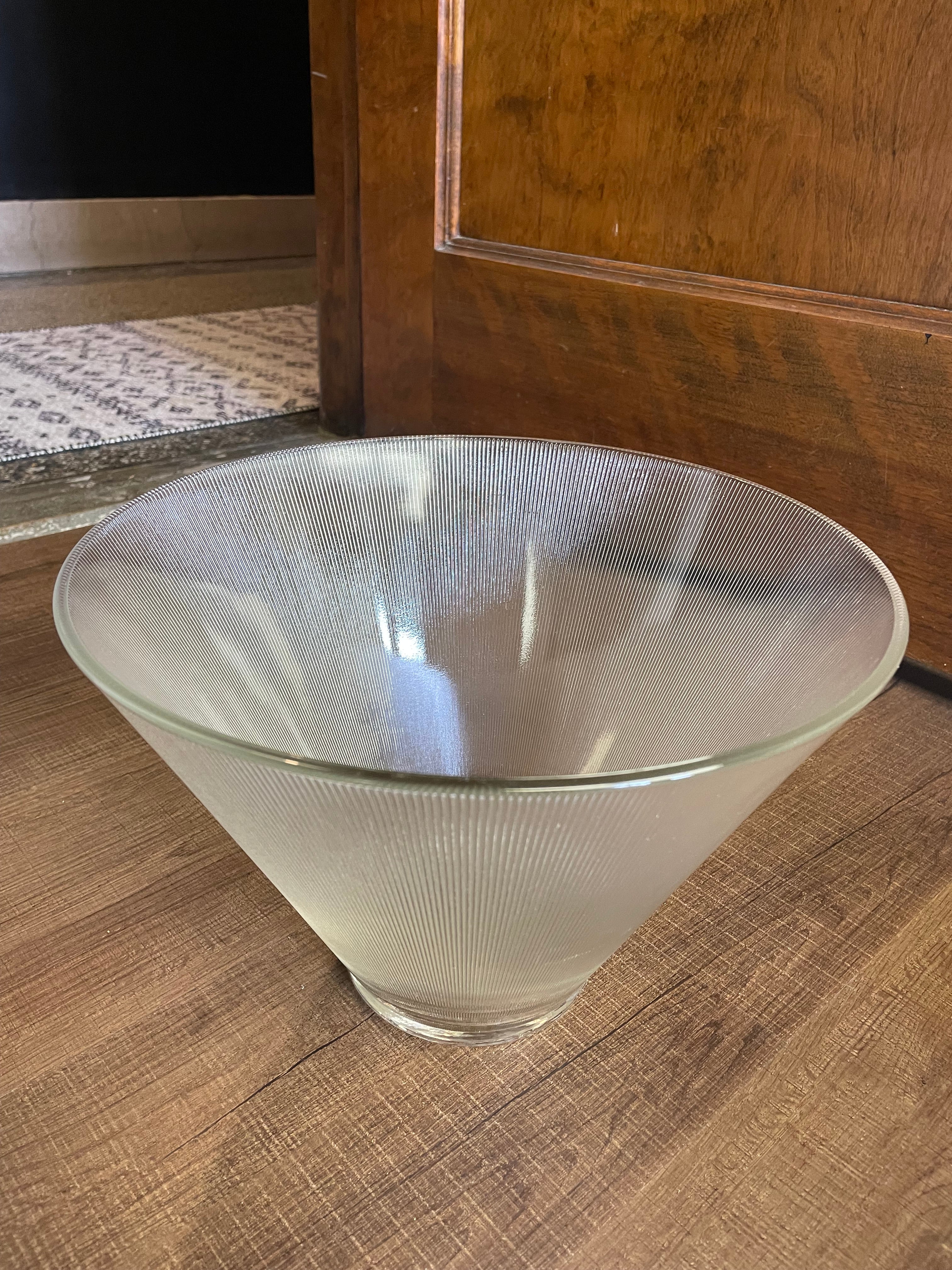 Vintage Federal Glass Fine Ribbed Punch Bowl Set