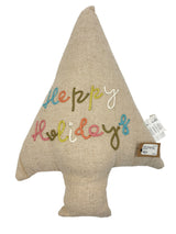 Happy Holidays NWT Jute Cotton Tree Pillow