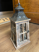 Wood Lantern with Swing Door