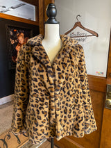 Melissa Paige Leopard Print Faux Fur Cardigan (M)