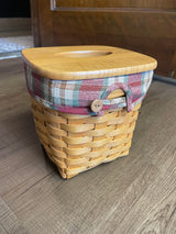 Longaberger Tall Tissue Basket with Orchard Park Plaid Liner