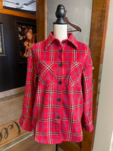 Pink Lily Red Plaid Button Down Top (S) - BinxBerry Consignment