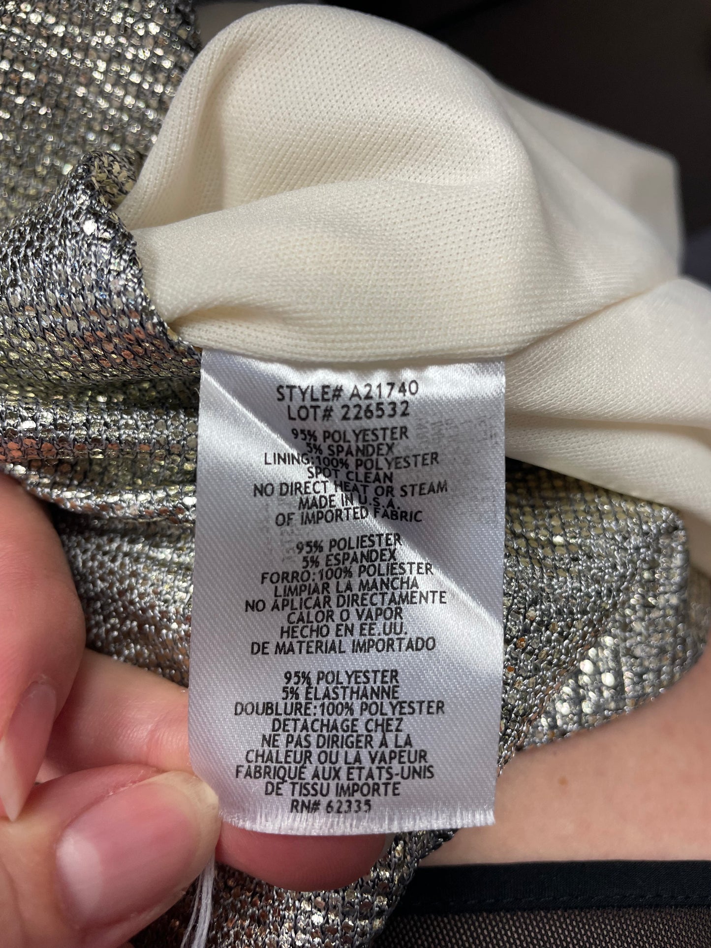 Betsy & Adam Metallic Dress with Draped Arms (12)