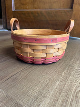 Longaberger 8" Basket With Leather Handles
