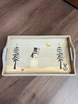 Vintage Snowman Wooden Tray