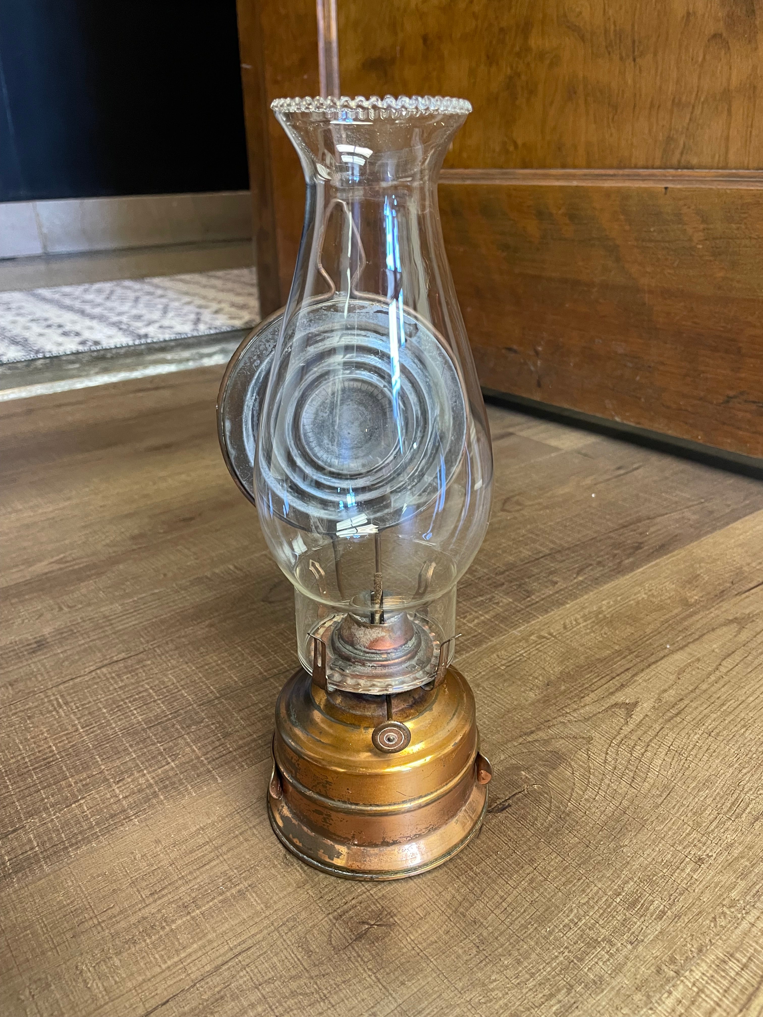 Vintage Oil Lamp with Glass Chimney