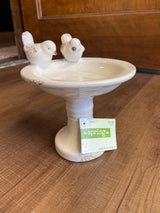 Ceramic Bird Bath Pedestal Dish