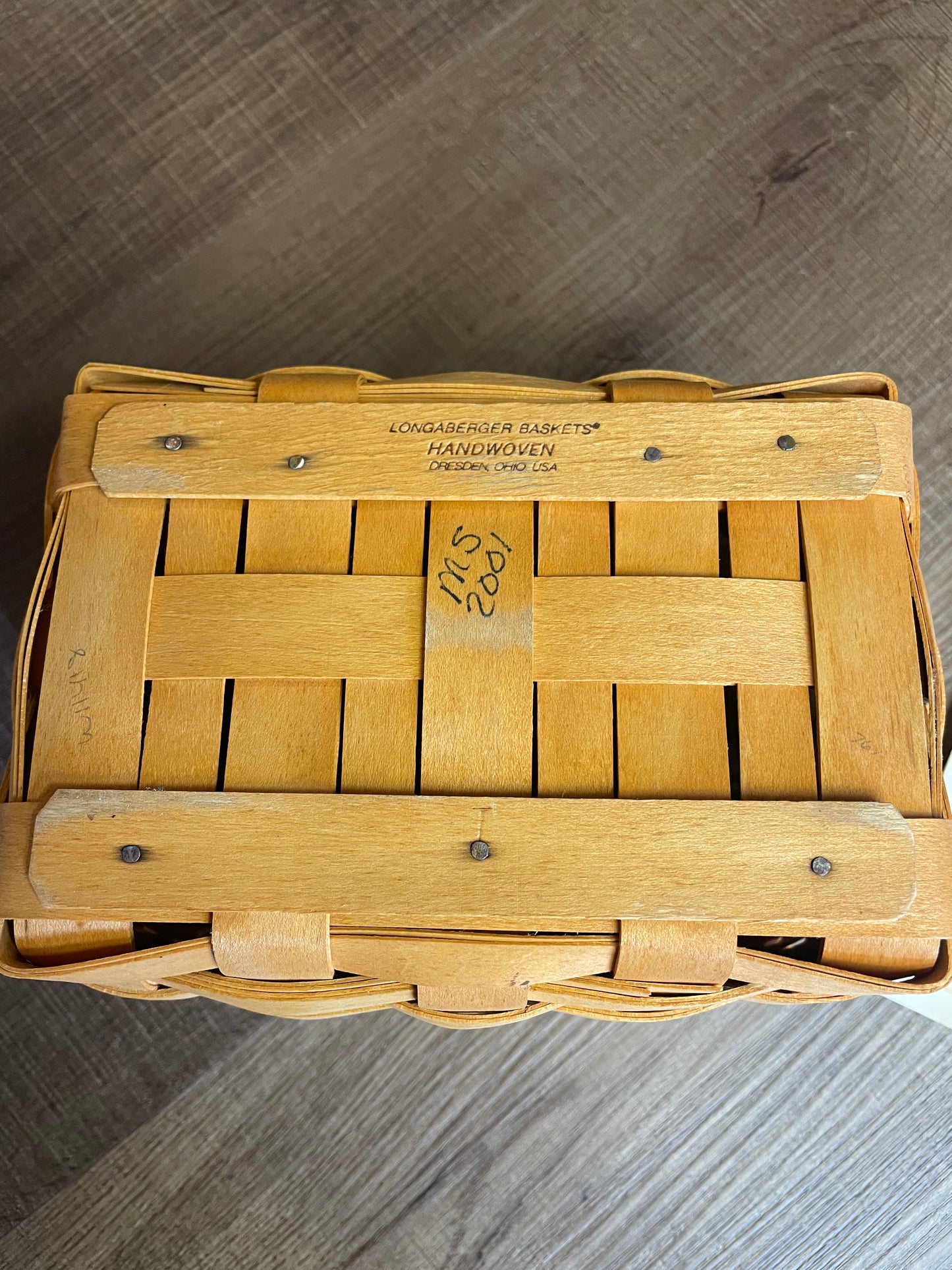 Longaberger 2001 Classic Small Recipe Basket with Lid and Protector