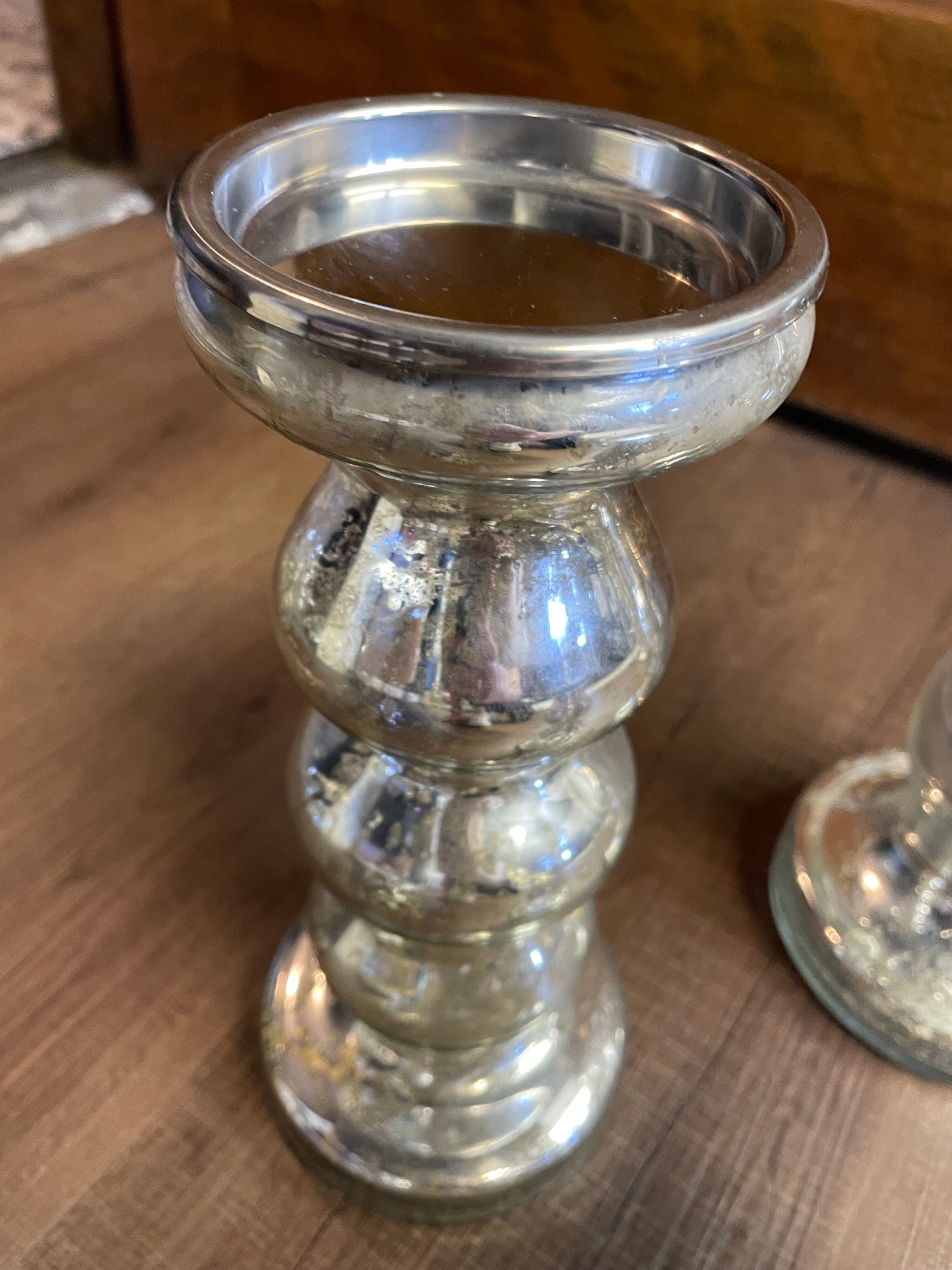 Silver Crackle Candle Holders (Set of 3)