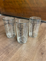 Vintage Glass Etched and Painted 8oz (set of 3)