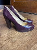 Calvin Klein Emmy Two Tone Patent Plum Platform Heels (9)