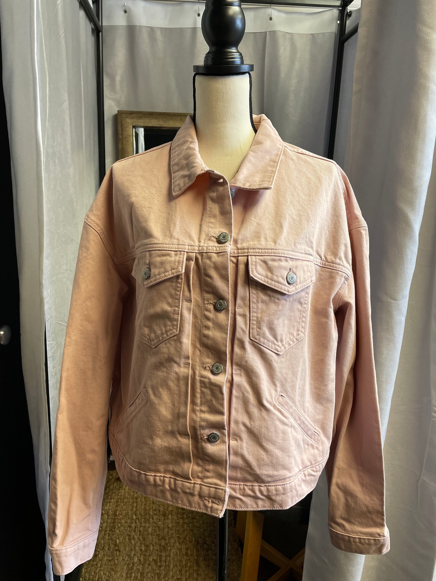 Old Navy Pink Denim Jacket (XL Tall)