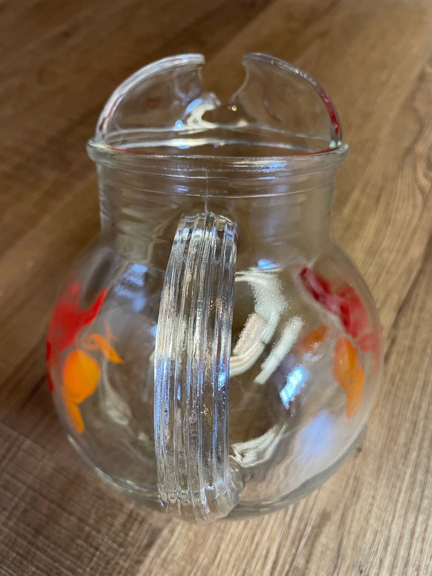 Vintage Anchor Hocking Orange and Tomato Ball Pitcher