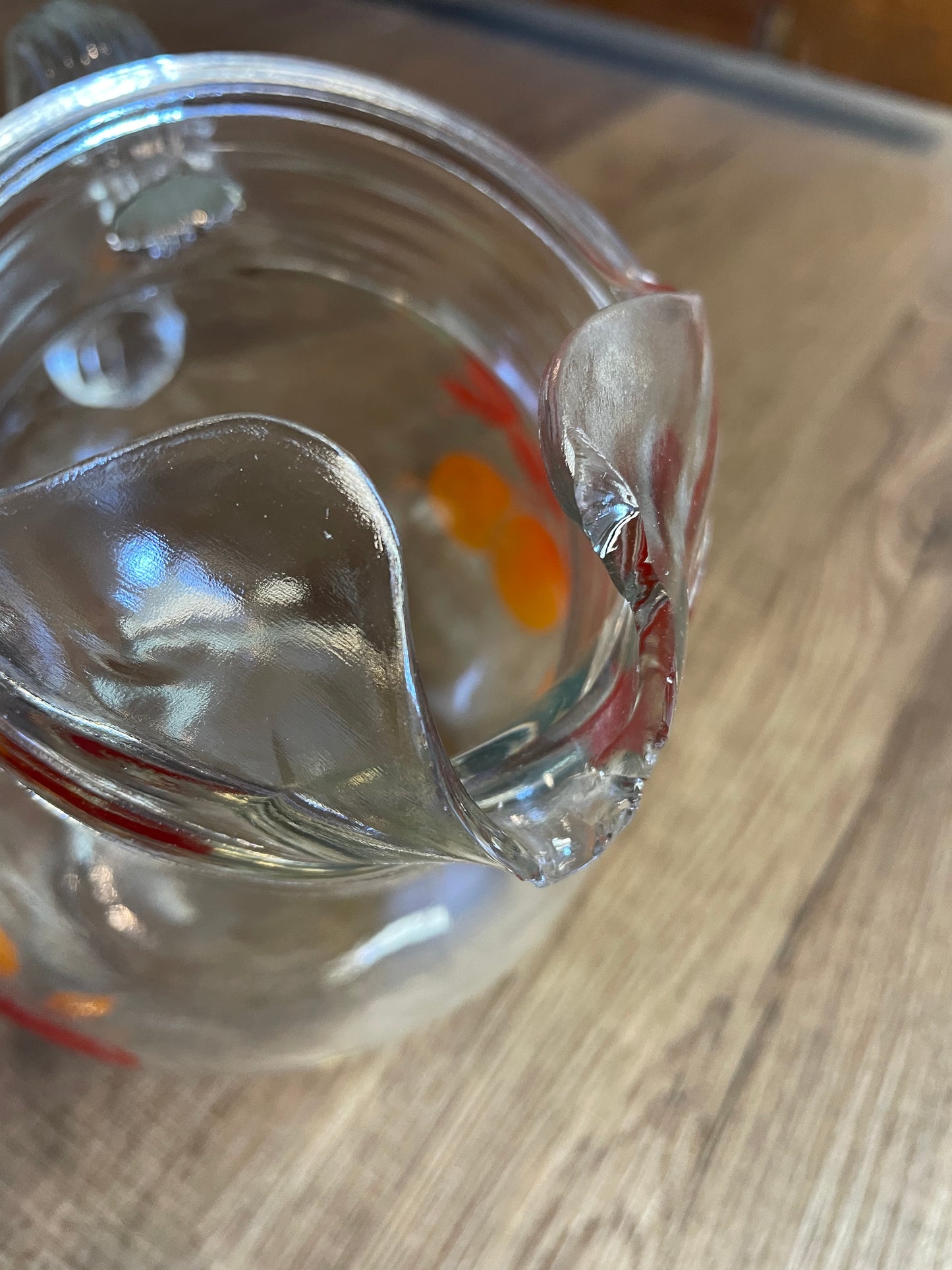 Vintage Anchor Hocking Orange and Tomato Ball Pitcher