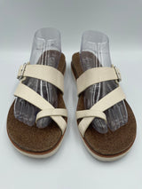 Gianni Bini Women's Leather Cork Cream Sandals (10)