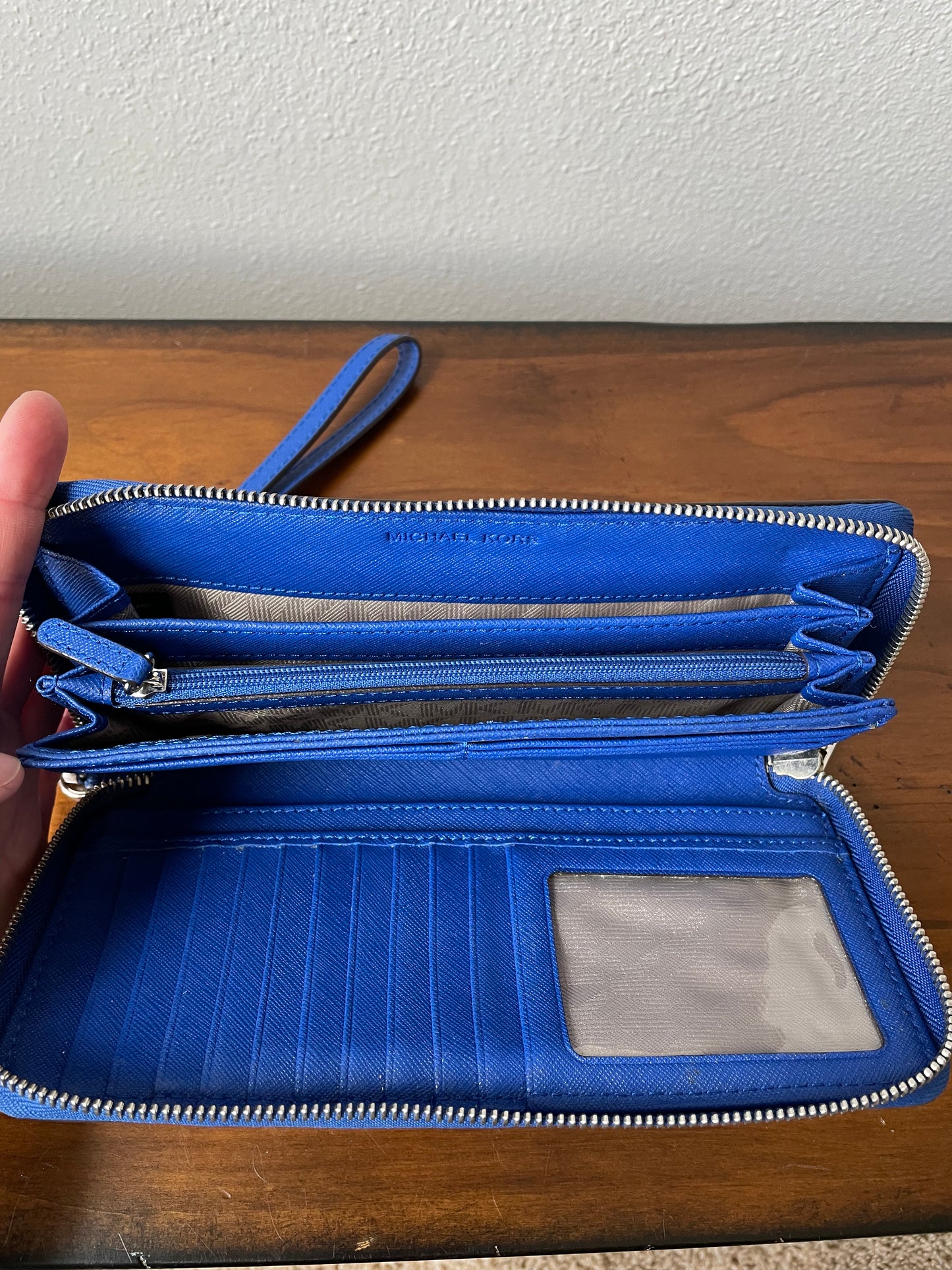 Michael Kors Electric Blue Jet Set Travel Zip Around Wallet