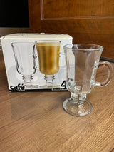 Cafe Venezia Set of 4 8oz Glass Coffee Mugs