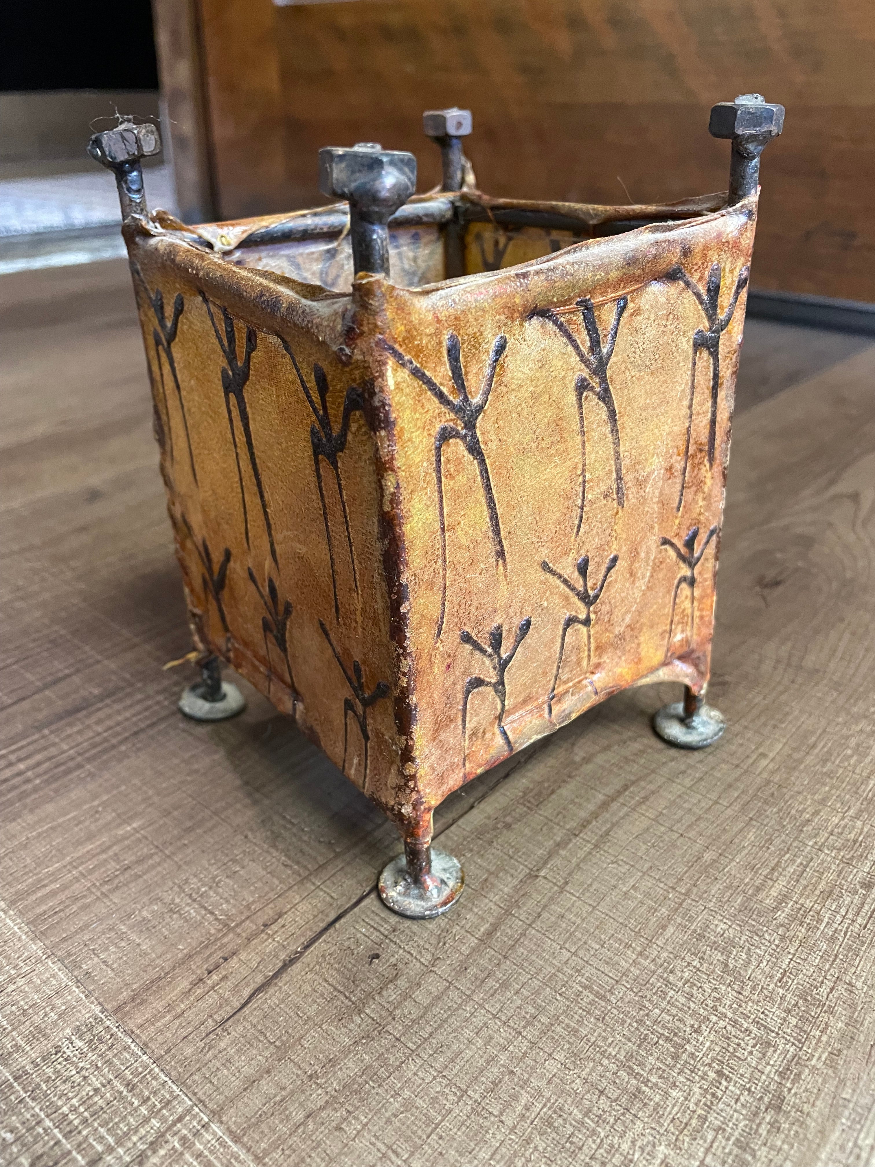 Vintage Moroccan Stretched Leather Tealight Lantern