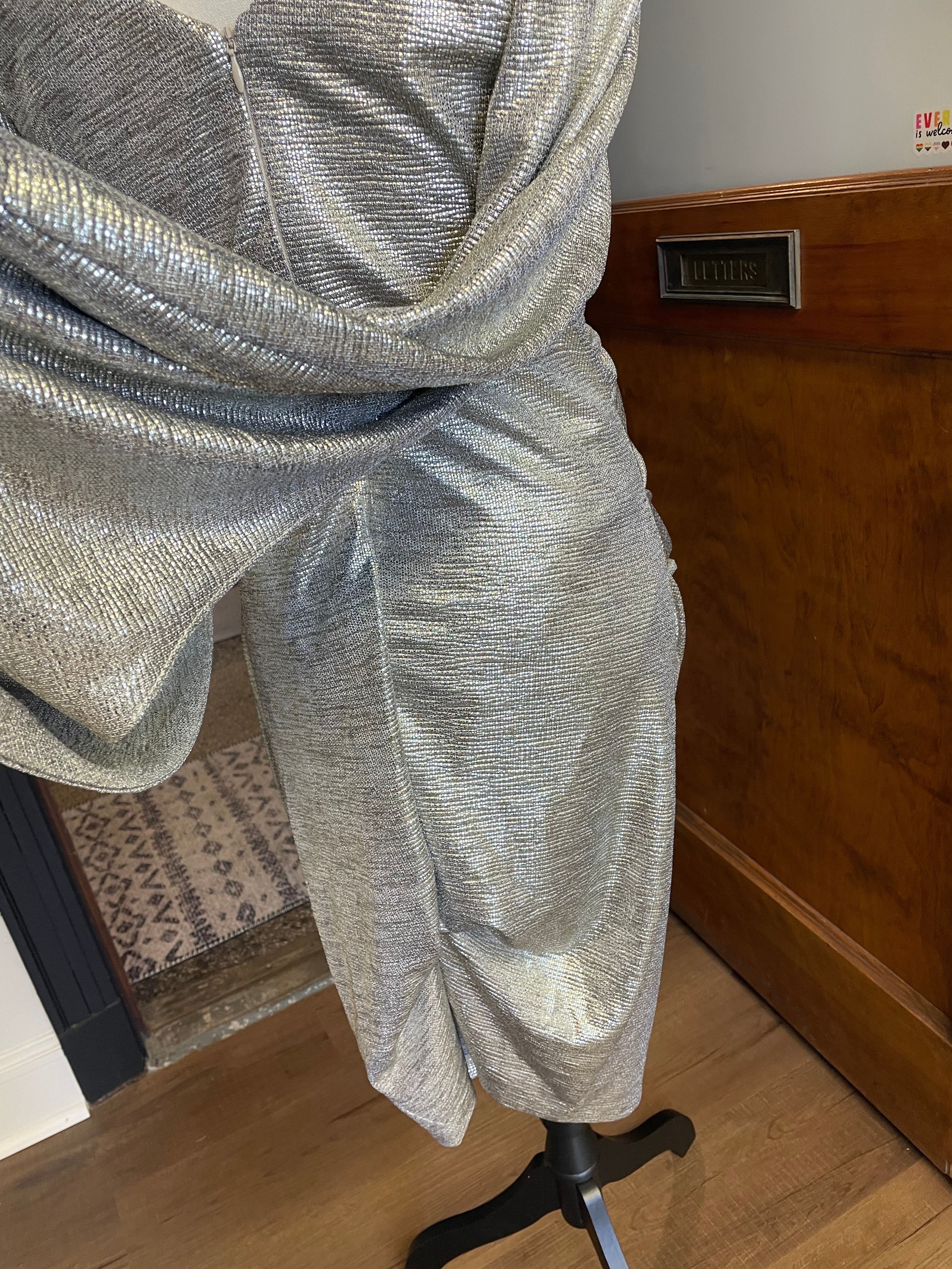 Betsy & Adam Metallic Dress with Draped Arms (12)