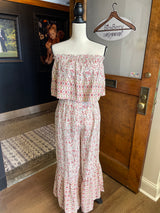 Japna Dark Pink Floral Sleeveless Jumpsuit (M)