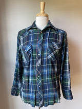 Vintage Wrangler Men's Pearl Snap Flannel Shirt (L)