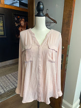 A.N.A. Pink Button Down Blouse (XL)