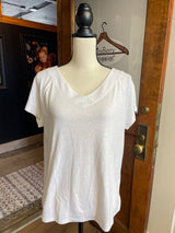 Talbots White NWT V-Neck Linen Blend Top (M)