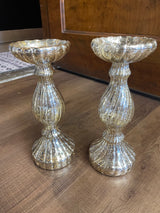 Crackle Glass Candle Holders (Set of 2)