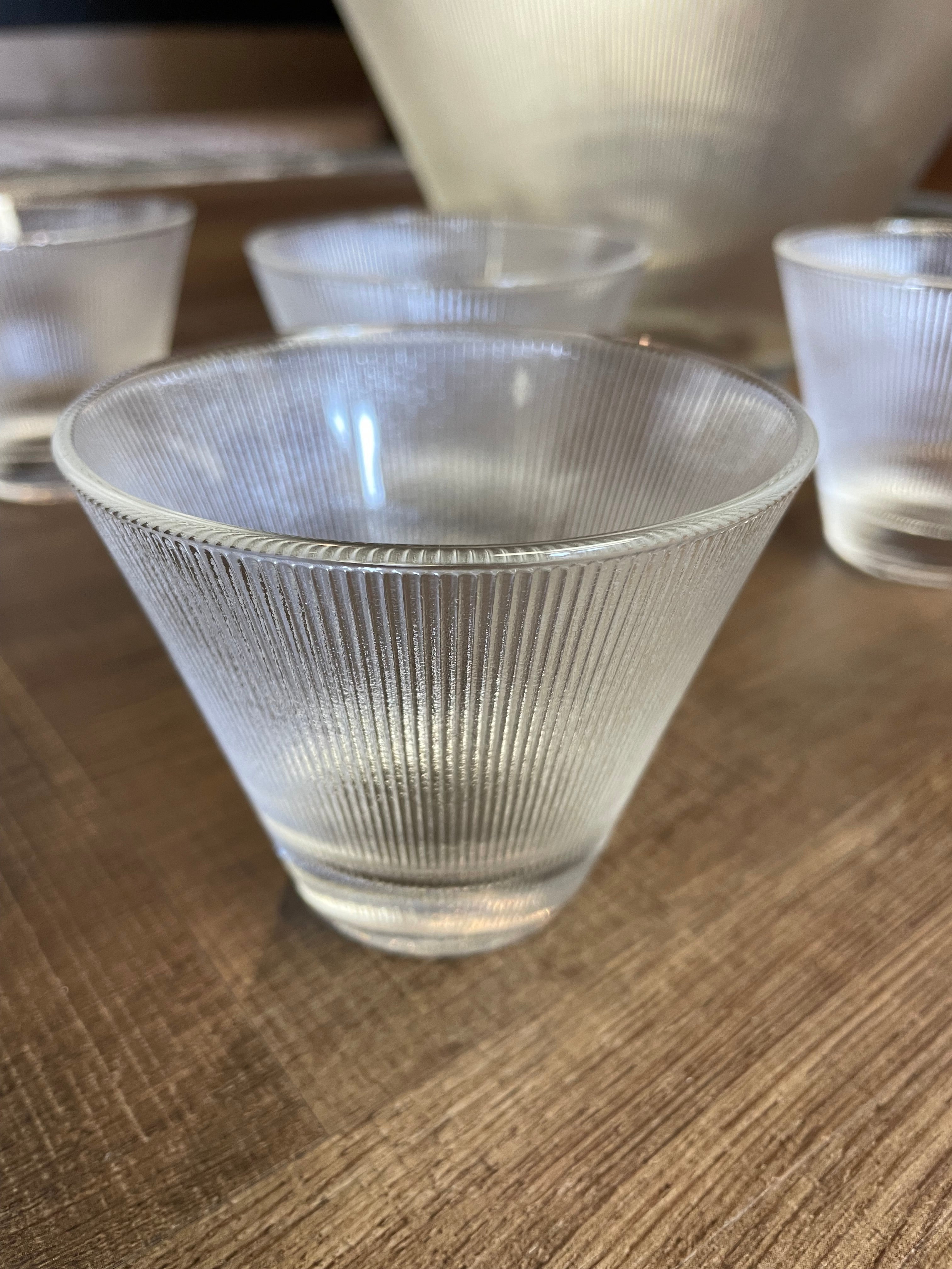 Vintage Federal Glass Fine Ribbed Punch Bowl Set