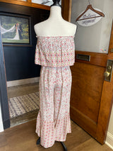 Japna Dark Pink Floral Sleeveless Jumpsuit (M)