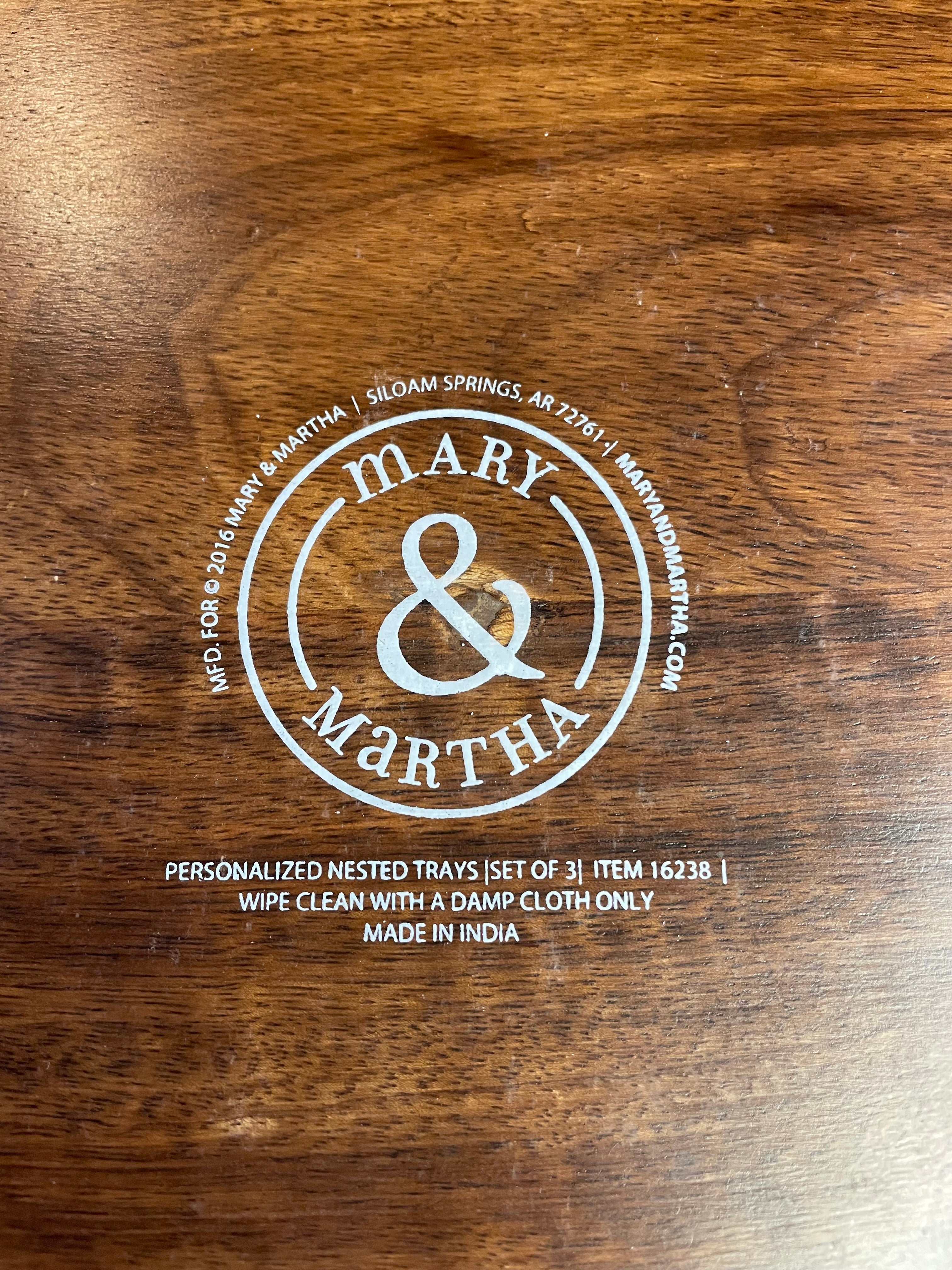 Mary & Martha 13" Wood Serving Tray