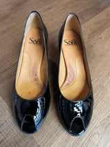 Sofft Sorrento Peep Toe Patent Leather Heels (7.5)