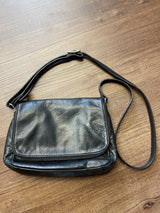 Margo Soft Black Pebbled Leather Fold Top Crossbody Bag