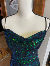 Lulus Dancing to the Music Sequin Wide-Leg Jumpsuit (S)