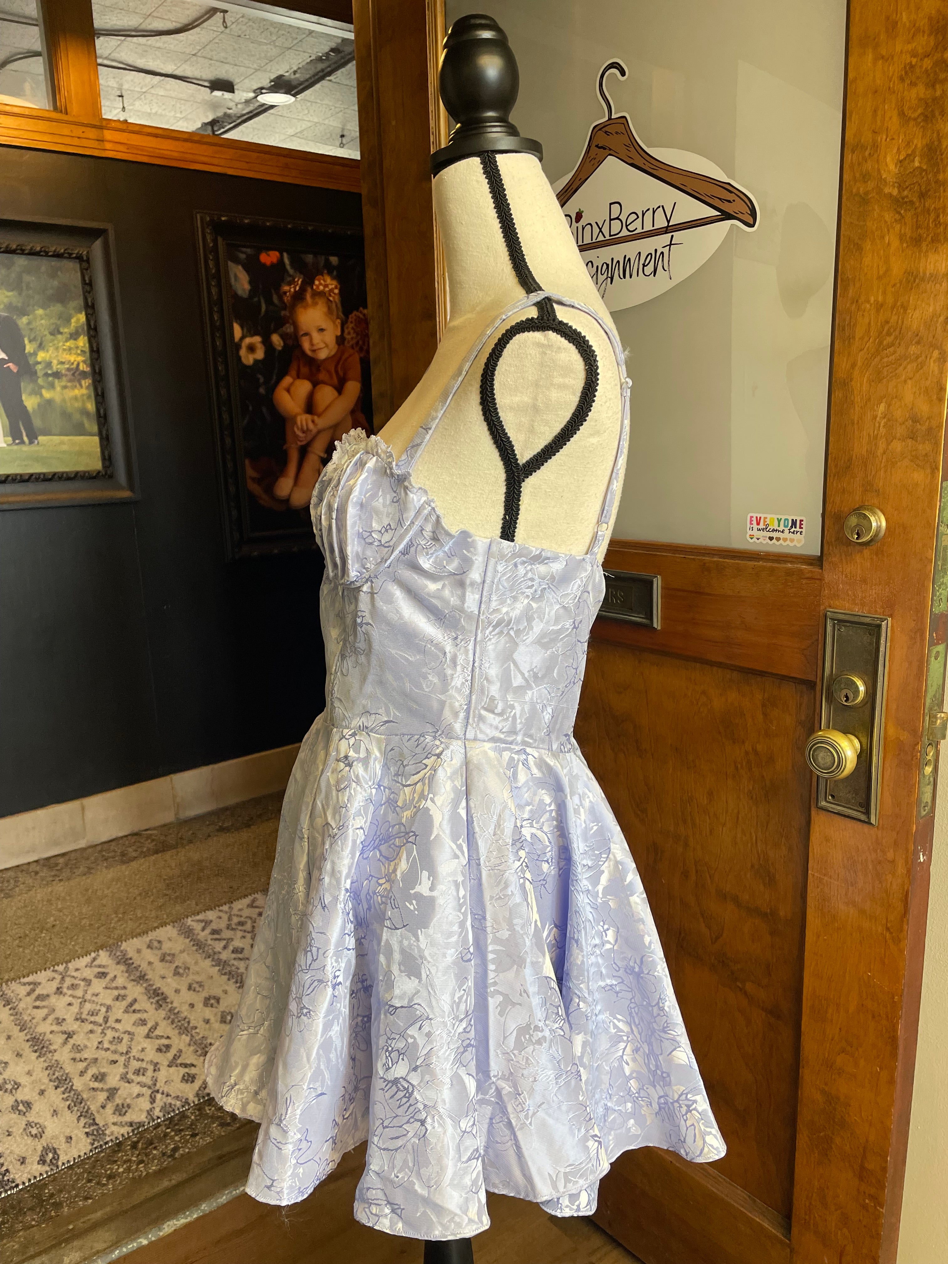 Windsor Corset Mini Dress Floral Jacquard Fit & Flare (M)