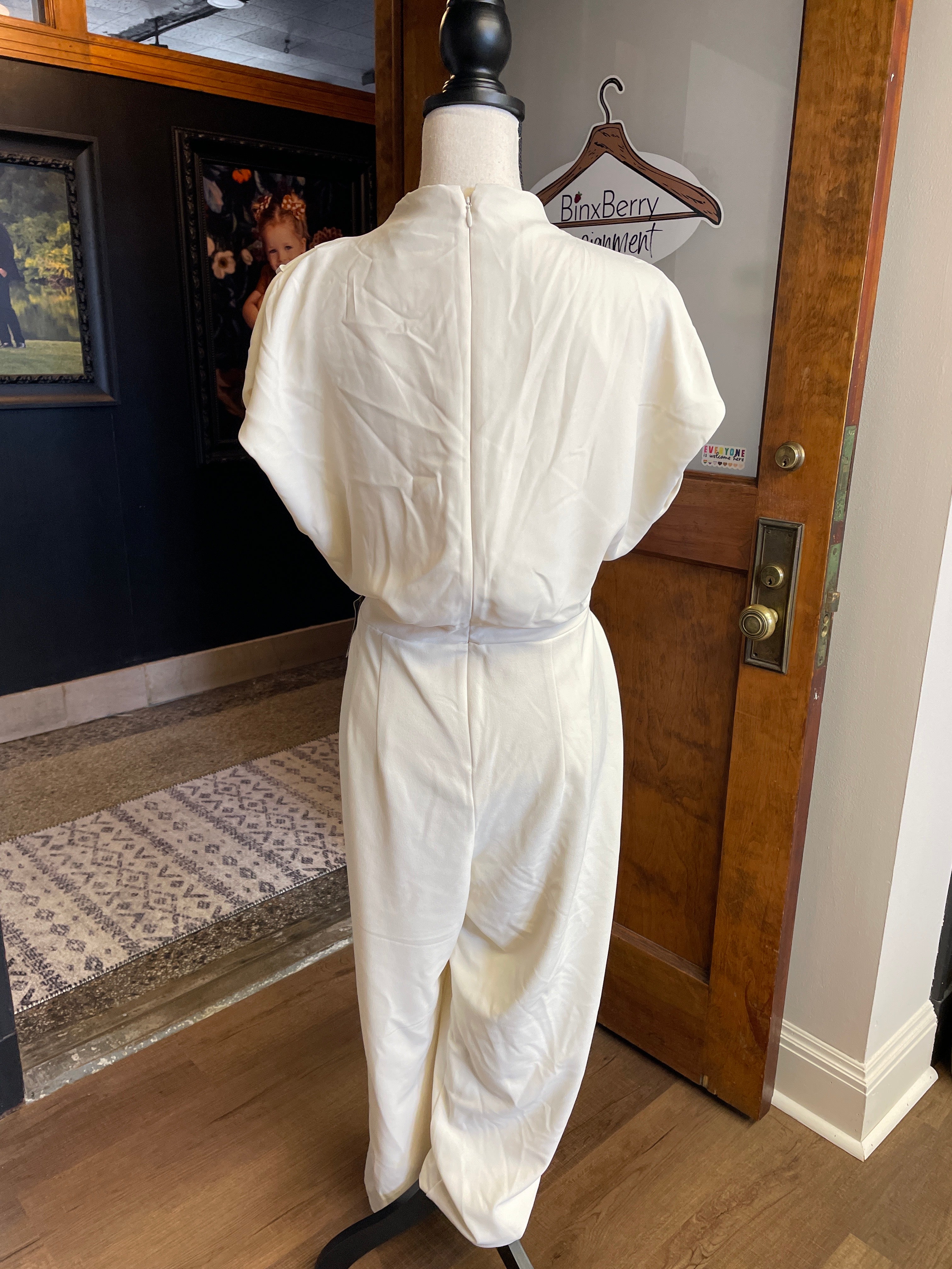 Express Conscious Edit Blouse Top Cream Jumpsuit (XL)